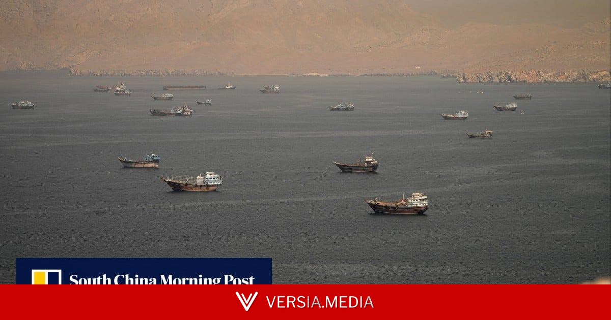 Tanker set ablaze after hit by projectile in Strait of Hormuz region